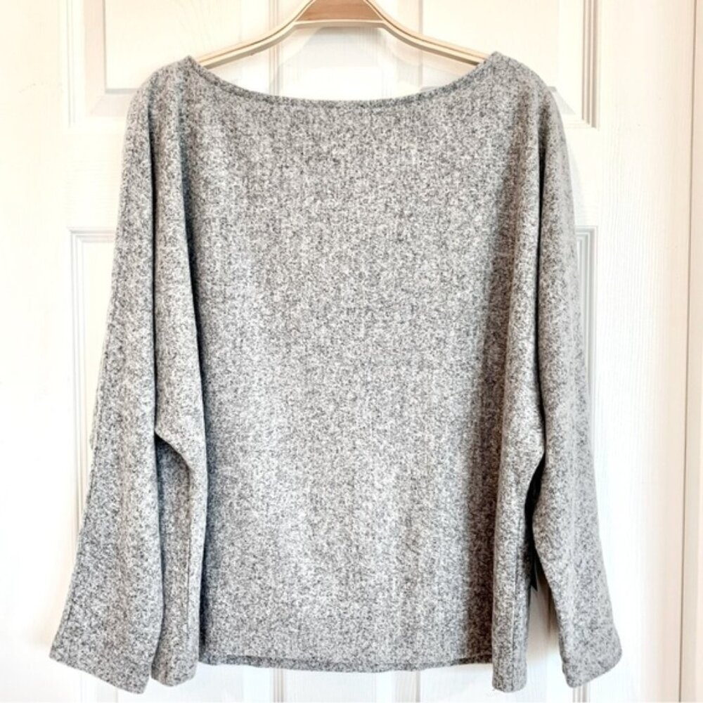 Heather Grey Soft Brushed Knit Dolman Long Sleeves Pullover Top